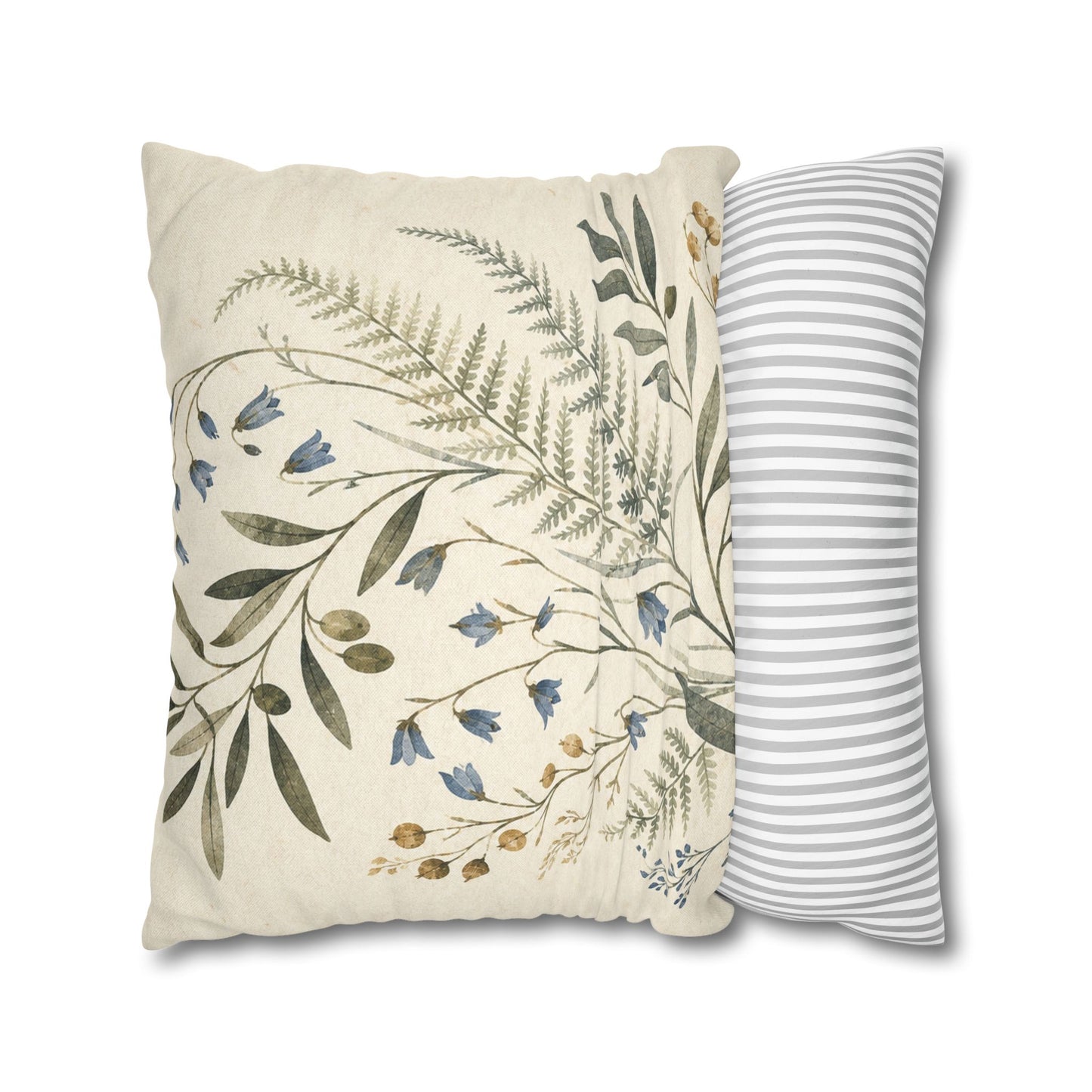 Blue Herbarium Botanical Pillow Cover