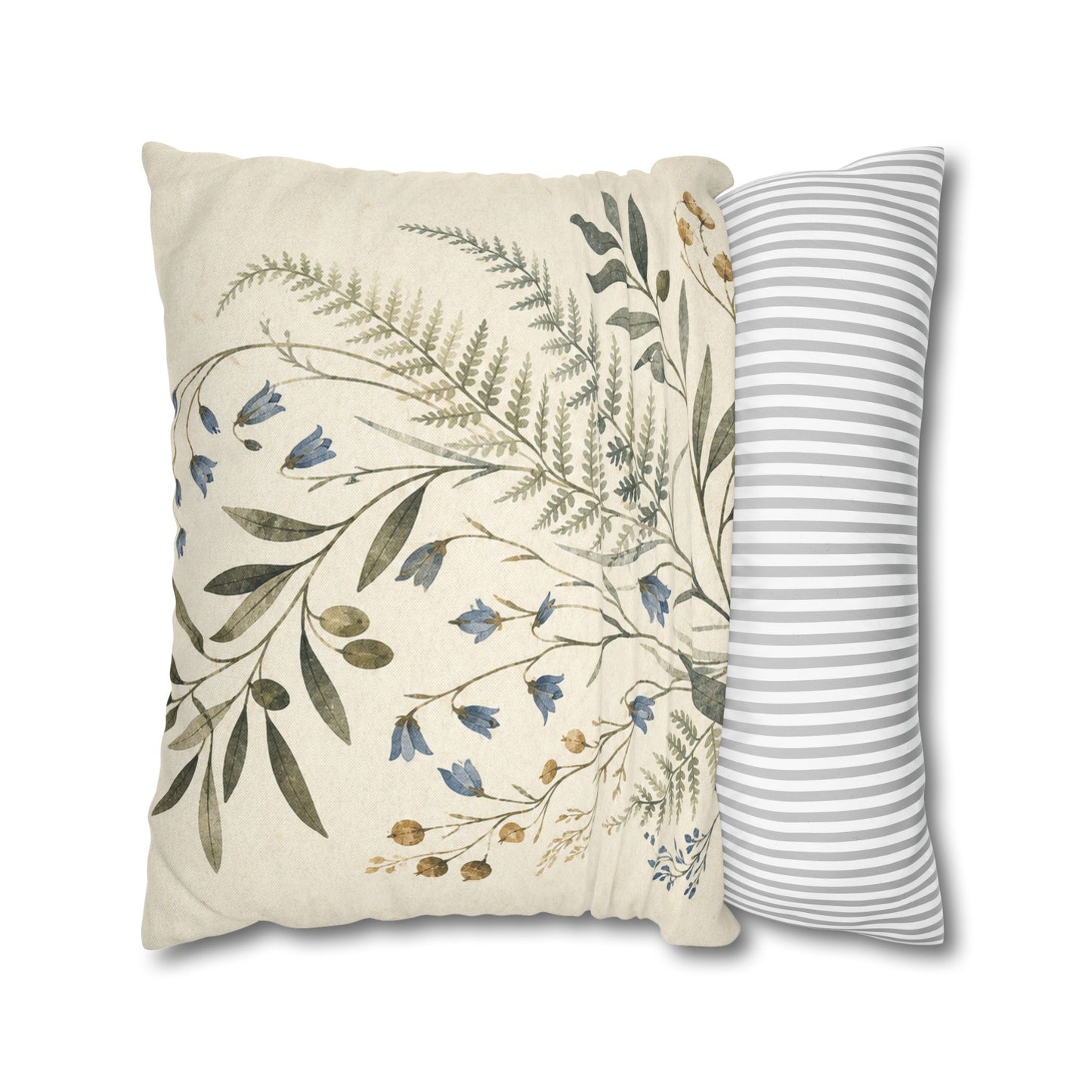 Blue Herbarium Botanical Pillow Cover