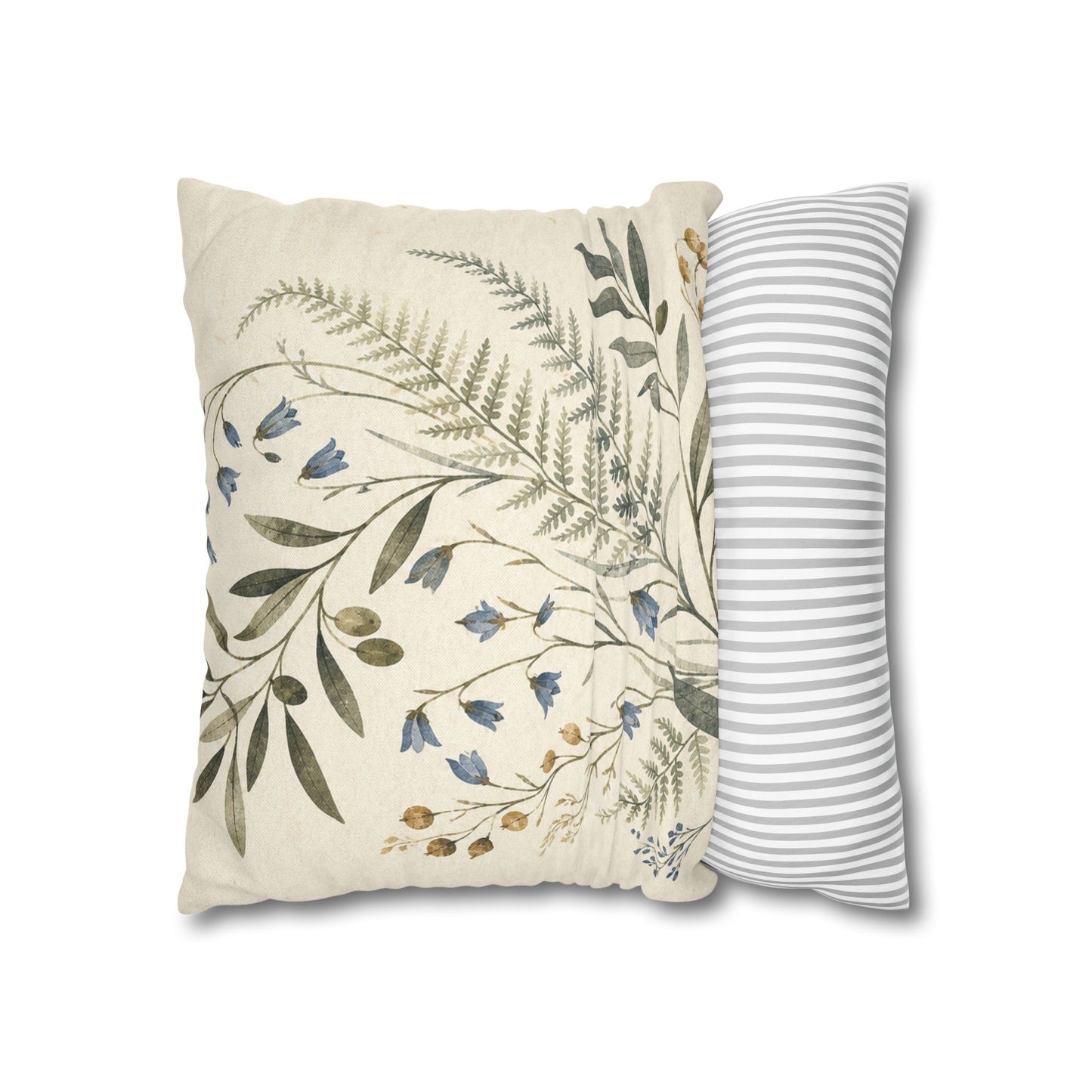 Blue Herbarium Botanical Pillow Cover