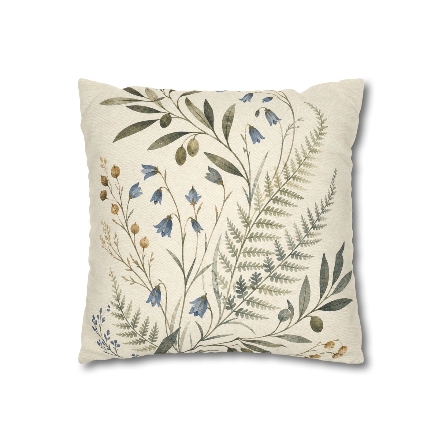 Blue Herbarium Botanical Pillow Cover