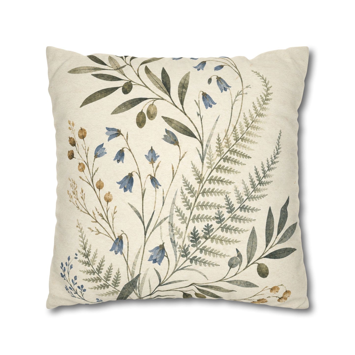 Blue Herbarium Botanical Pillow Cover