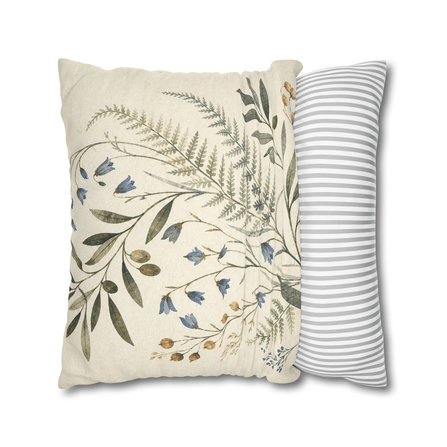 Blue Herbarium Botanical Pillow Cover