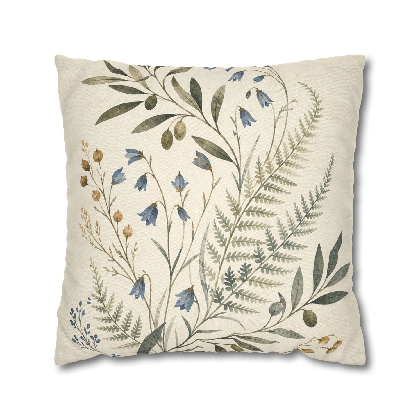 Blue Herbarium Botanical Pillow Cover