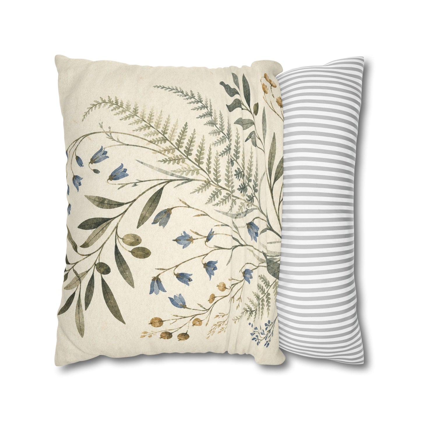 Blue Herbarium Botanical Pillow Cover