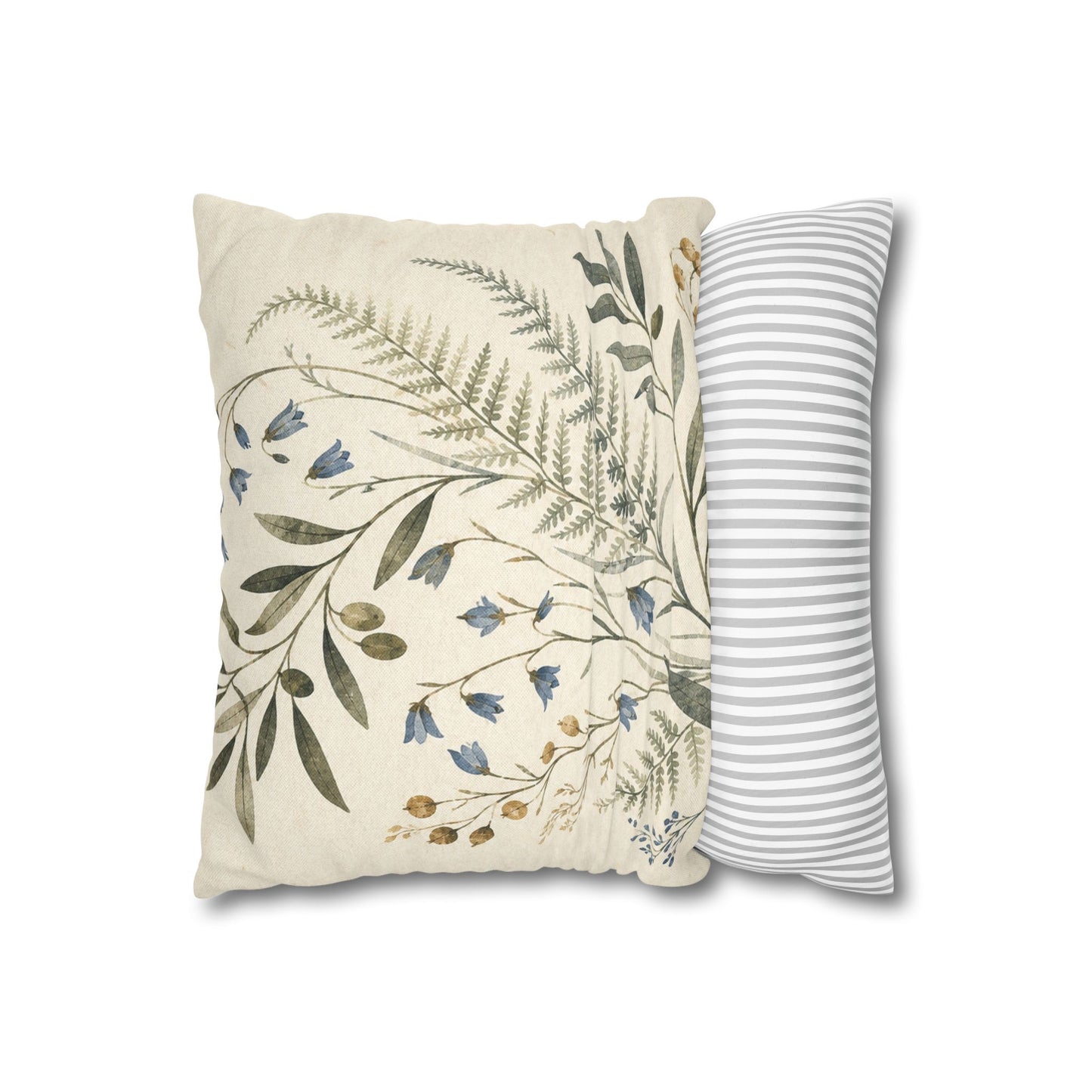 Blue Herbarium Botanical Pillow Cover