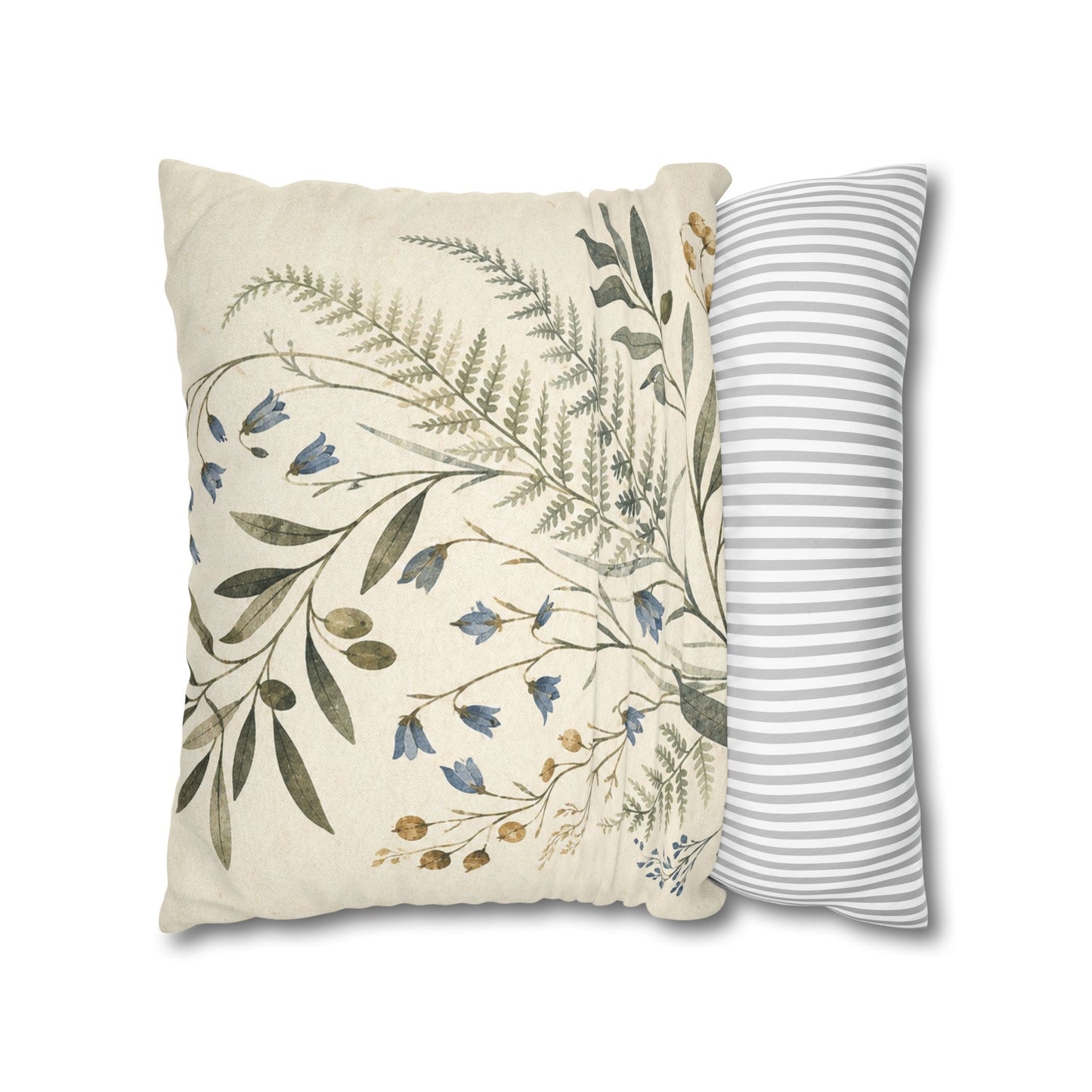 Blue Herbarium Botanical Pillow Cover