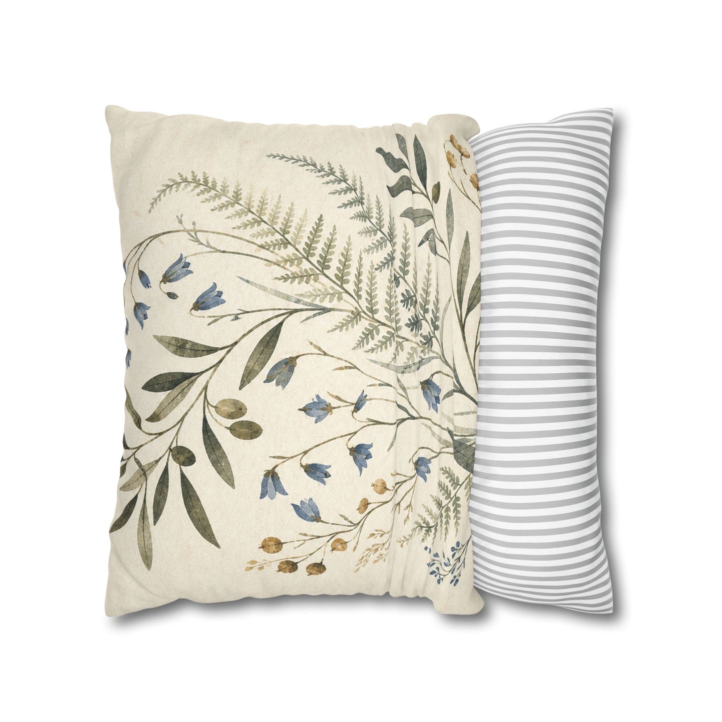 Blue Herbarium Botanical Pillow Cover