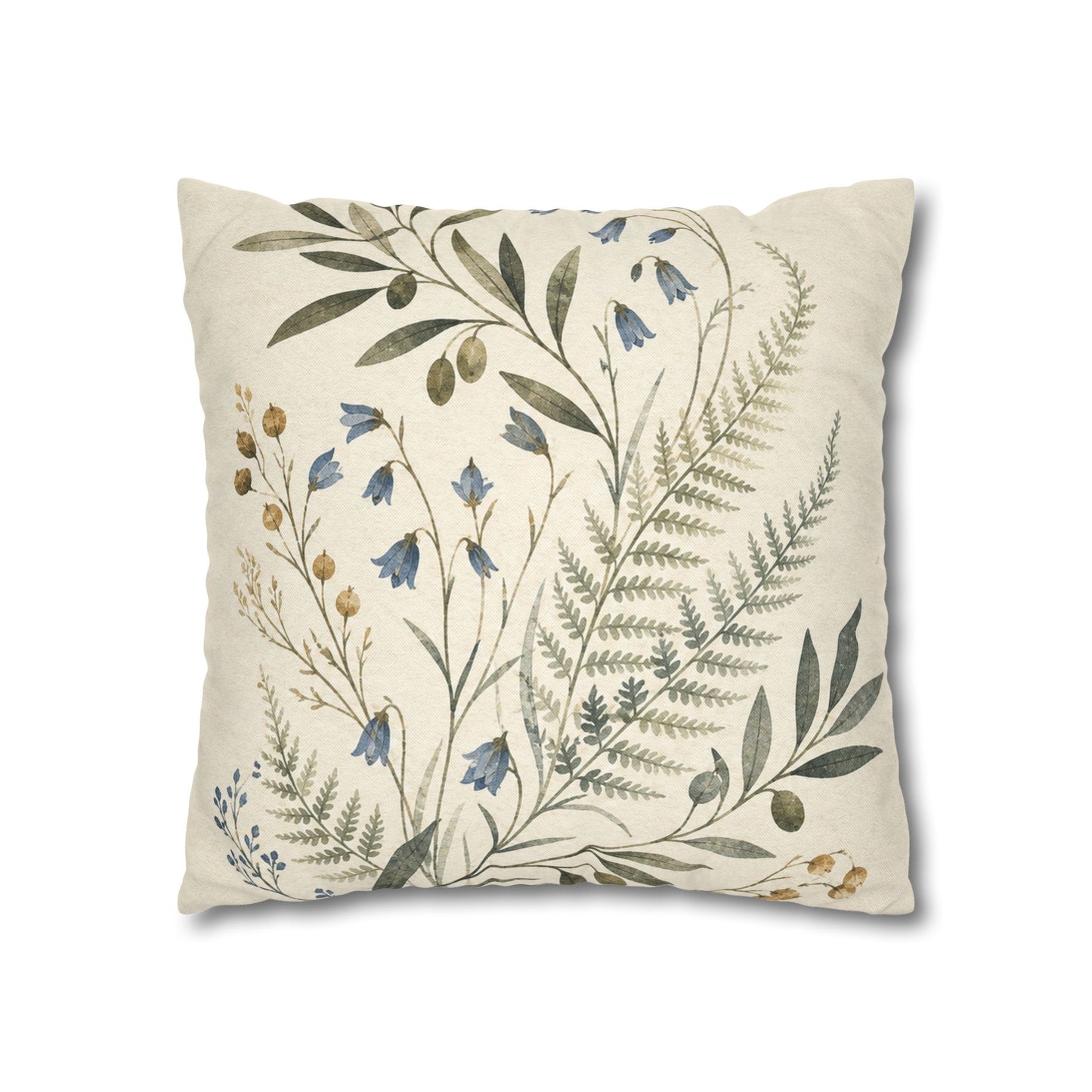 Blue Herbarium Botanical Pillow Cover