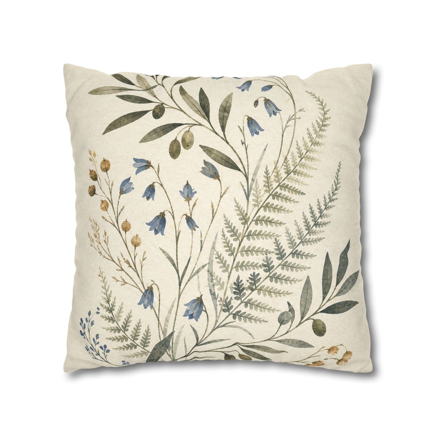 Blue Herbarium Botanical Pillow Cover