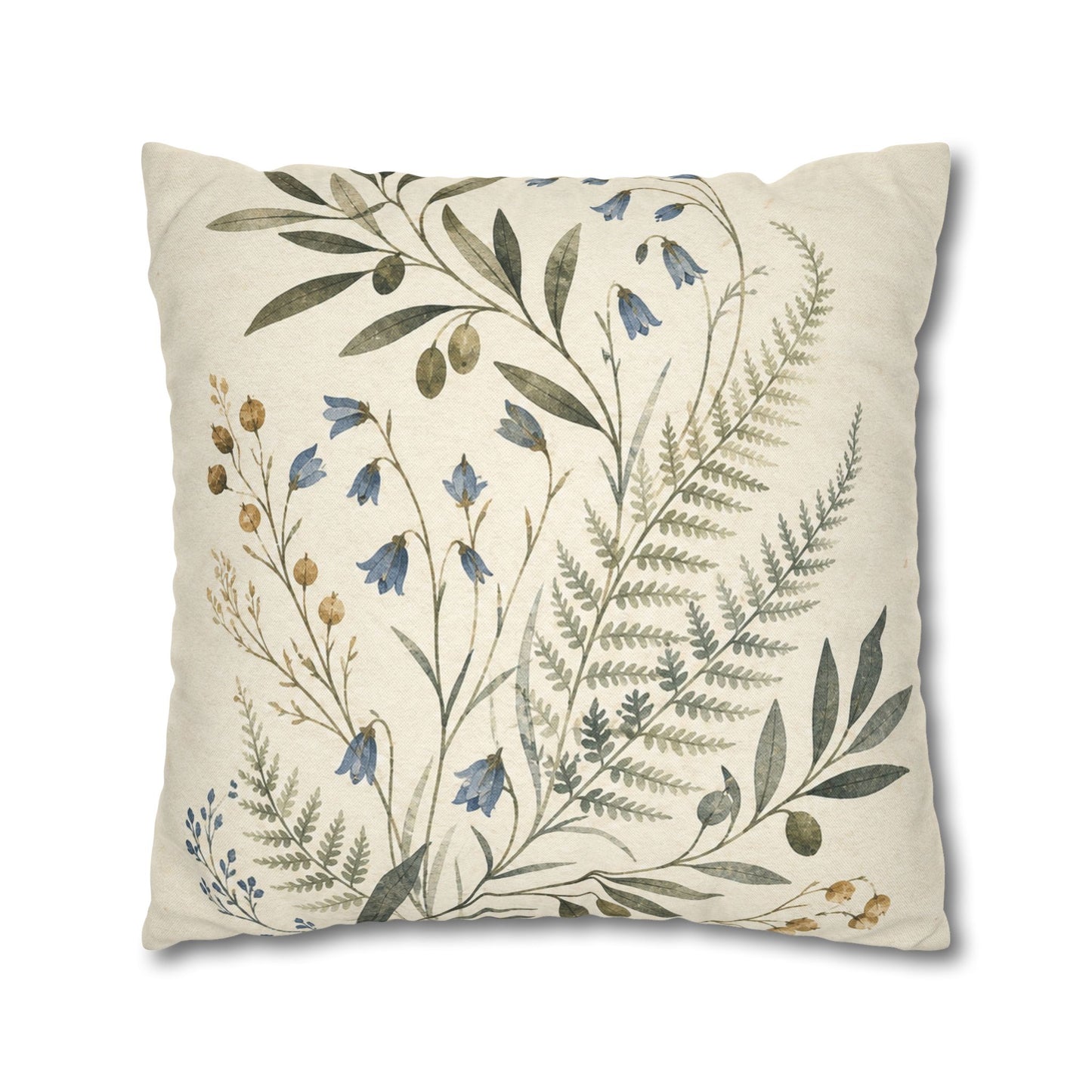 Blue Herbarium Botanical Pillow Cover