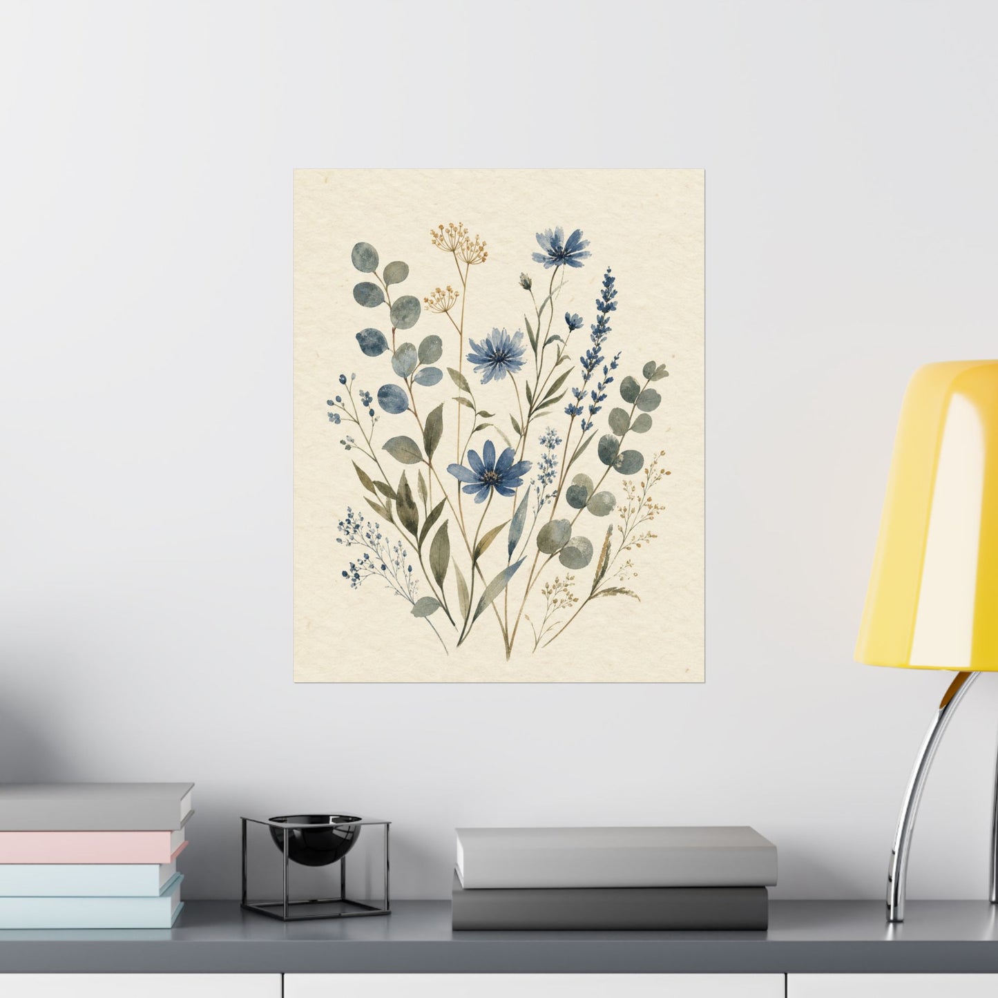 Blue Herbarium I Textured Watercolor Poster