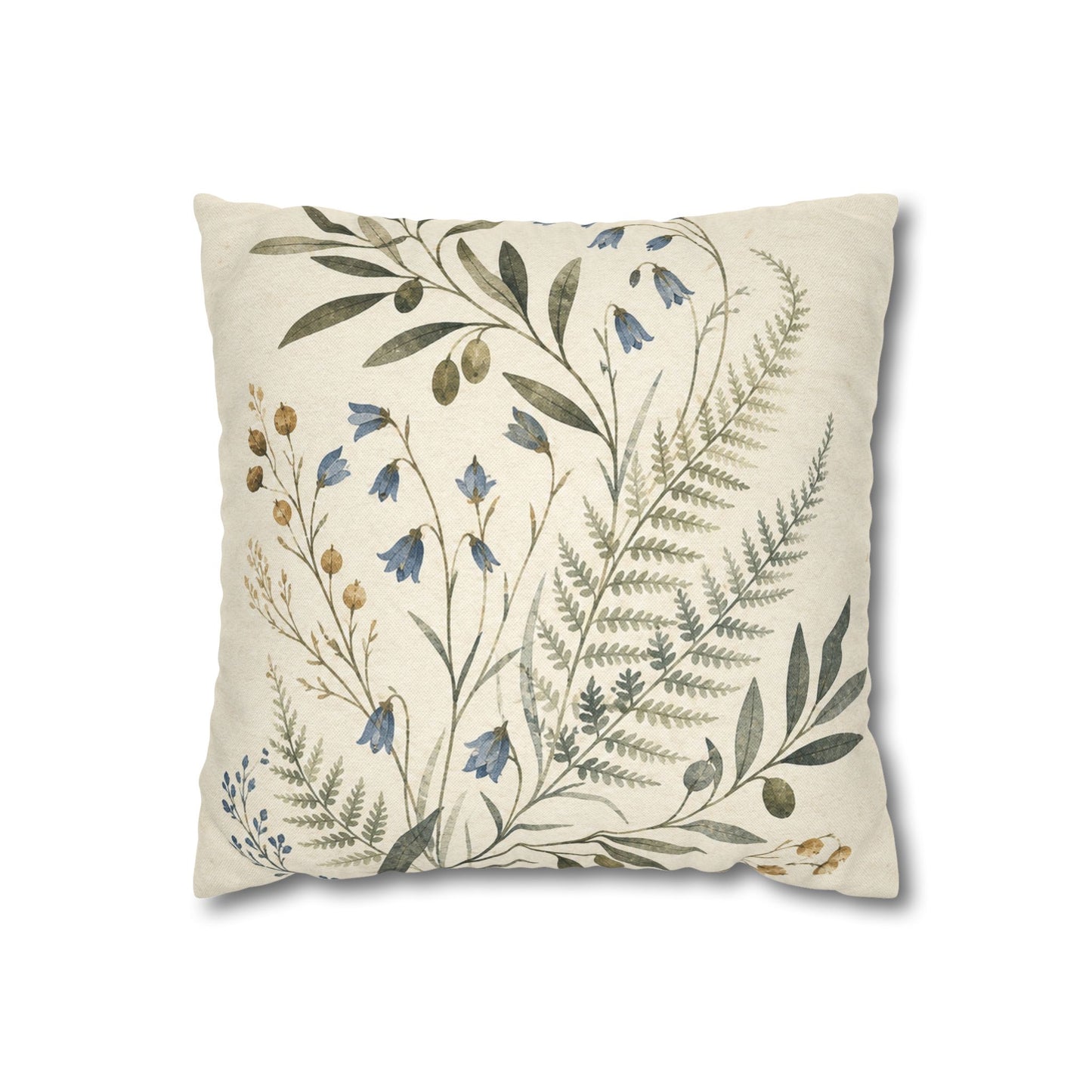 Blue Herbarium Botanical Pillow Cover