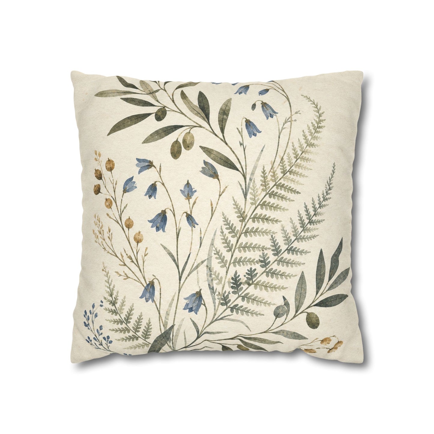 Blue Herbarium Botanical Pillow Cover