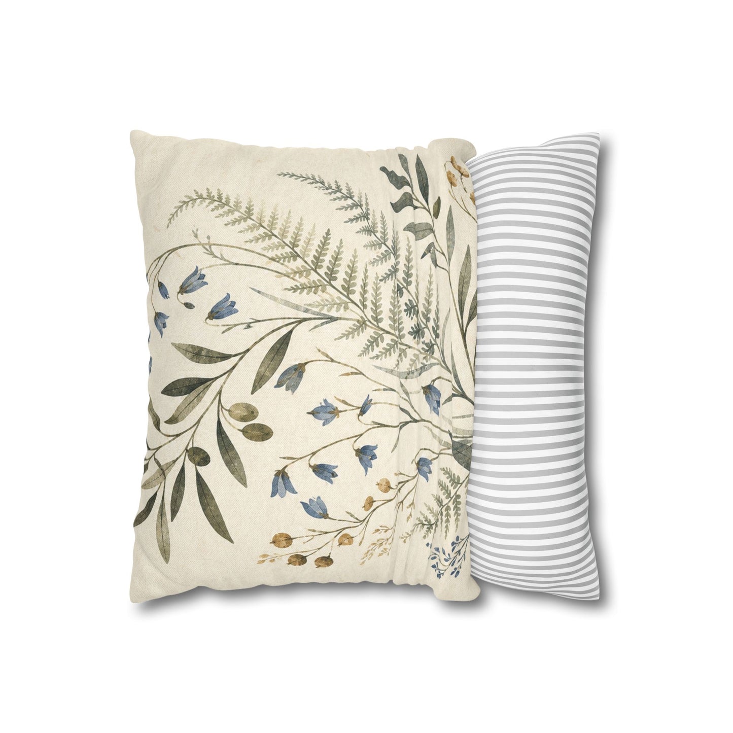 Blue Herbarium Botanical Pillow Cover