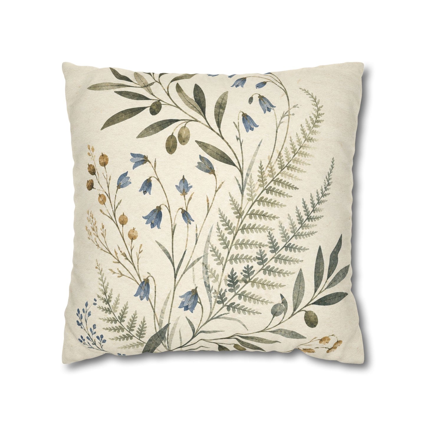 Blue Herbarium Botanical Pillow Cover