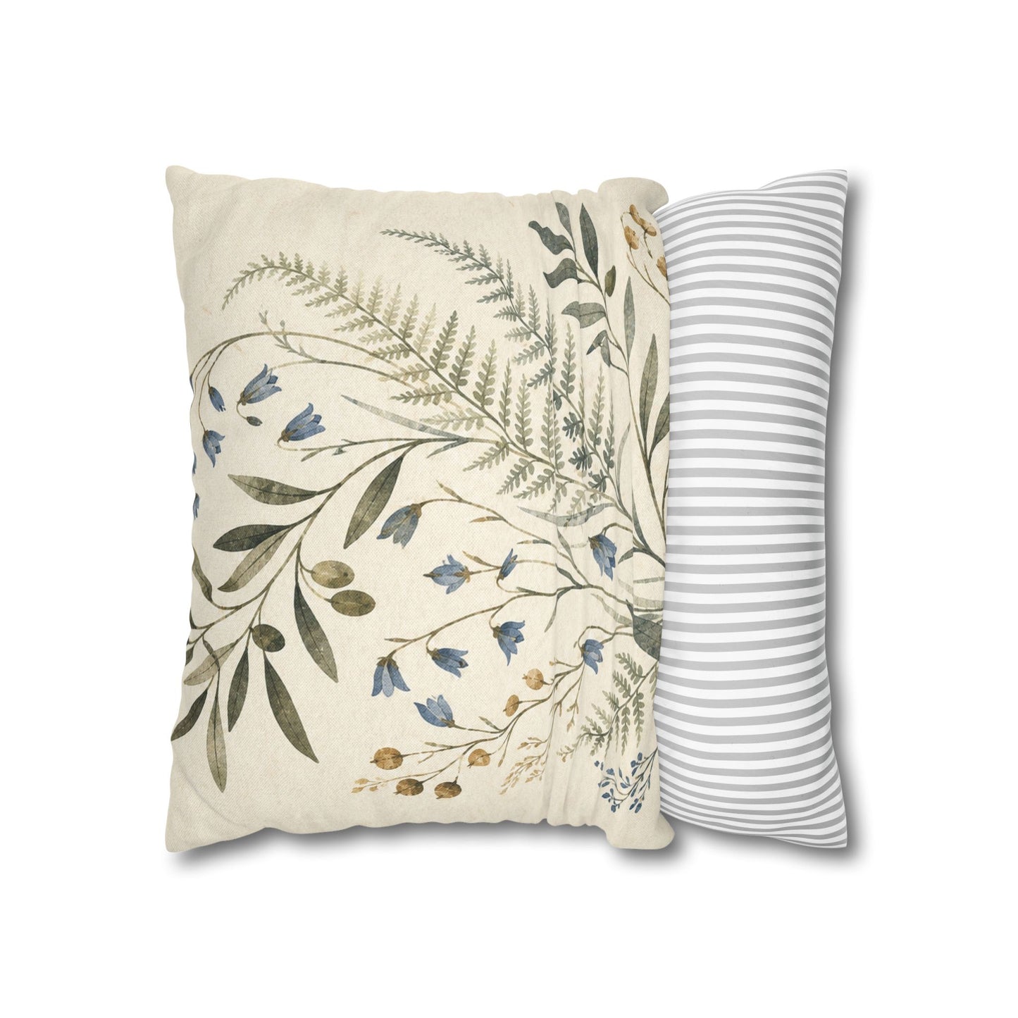 Blue Herbarium Botanical Pillow Cover