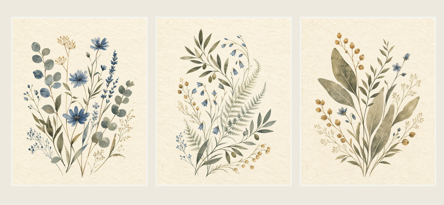 Quiet Garden Botanical Gallery Set – Set of 3